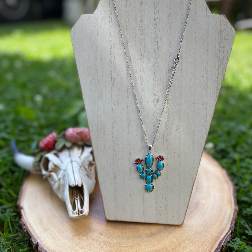 Turquoise Western Cactus Necklace